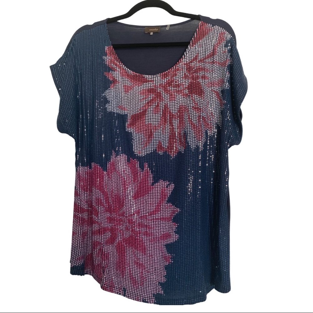 CROSBY. sequined flower top